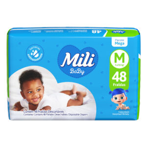 Fralda Mili Ultra Seca Mega M com 48 Unidades
