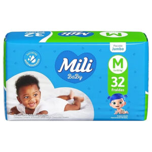 Fralda Mili Ultra Seca Jumbo M com 32 Unidades