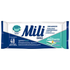 Toalhas Umedecidas Mili Vita com 40 Unidades