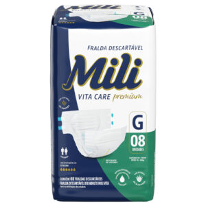 Fraldas Geriátricas Mili Vita G com 8 Unidades