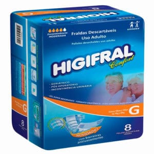 FRALDA HIGIFRAL GERIATRICA G C/8UNIDADES